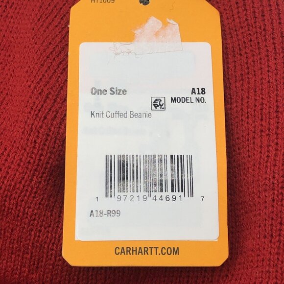 NWT Carhartt A18 Knit Cuffed Beanie Cap 100% Acrylic Hat Made in USA A18-R99 New - Picture 4 of 7